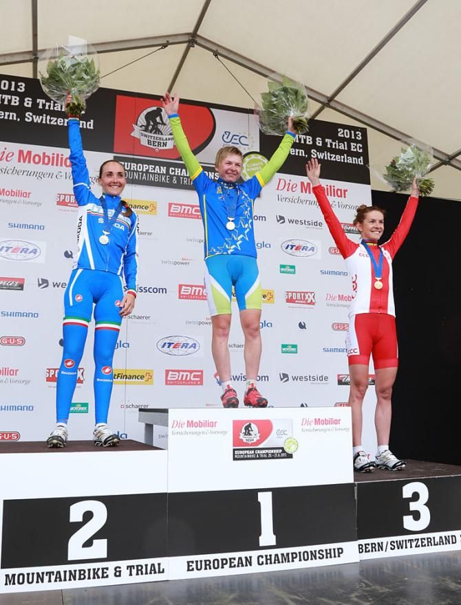 Elite women's podium at the European cross country championships
