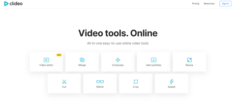 Clideo's online video maker and video editor in use