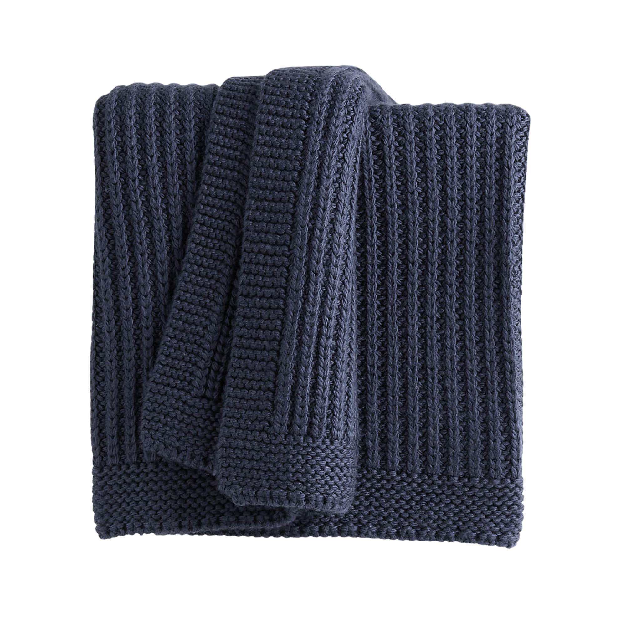 a blue knit throw blanket