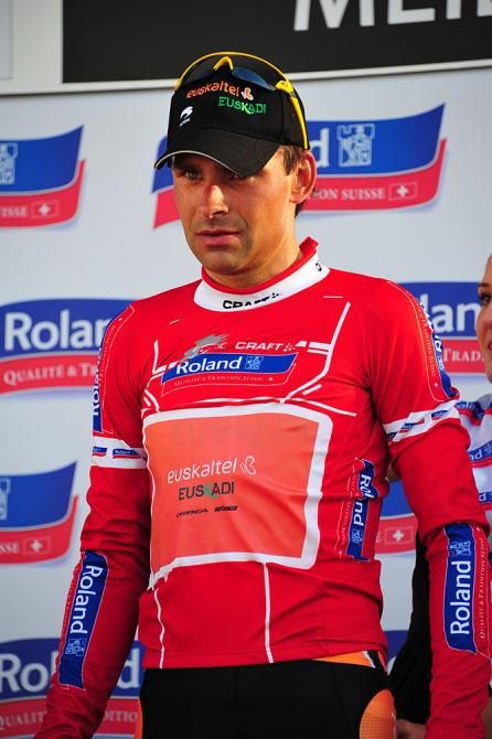 Mountains leader Robert Vrecer on the podium