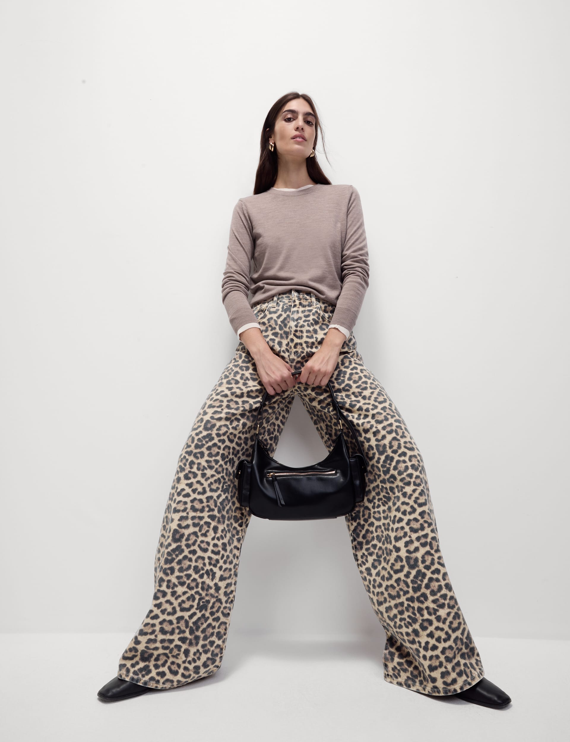 Animal Print Wide Leg Jeans