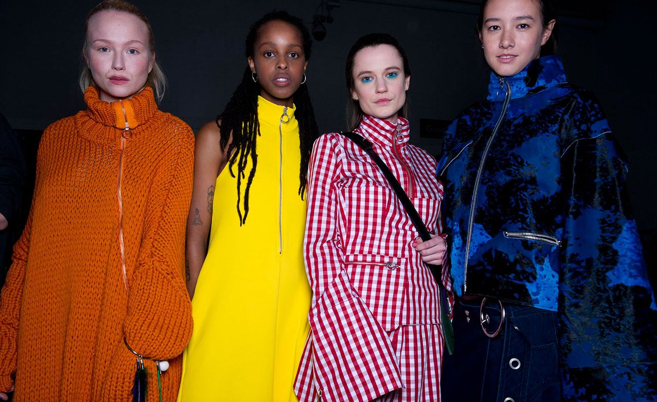 Models backstage at Marques Almeida A/W 2016