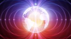 Abstract Earth with magnetic fields.