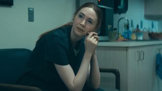 Felicia leaning her head on her hands in The Life of Chuck.