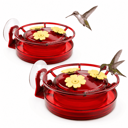 Birdream Red Window Hummingbird Nectar Feeder With Suction Cup and Ant Moat, 5.1 Oz, 2 Pack