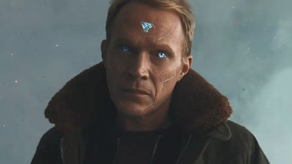 Paul Bettany's Vision looking unimpressed in Marvel's VisionQuest TV show on Disney+