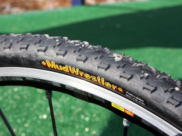 Georgia Gould (Luna) says these Maxxis Mud Wrestler clinchers offer excellent grip in the wet - and that she's able to run as little as 20psi up front.