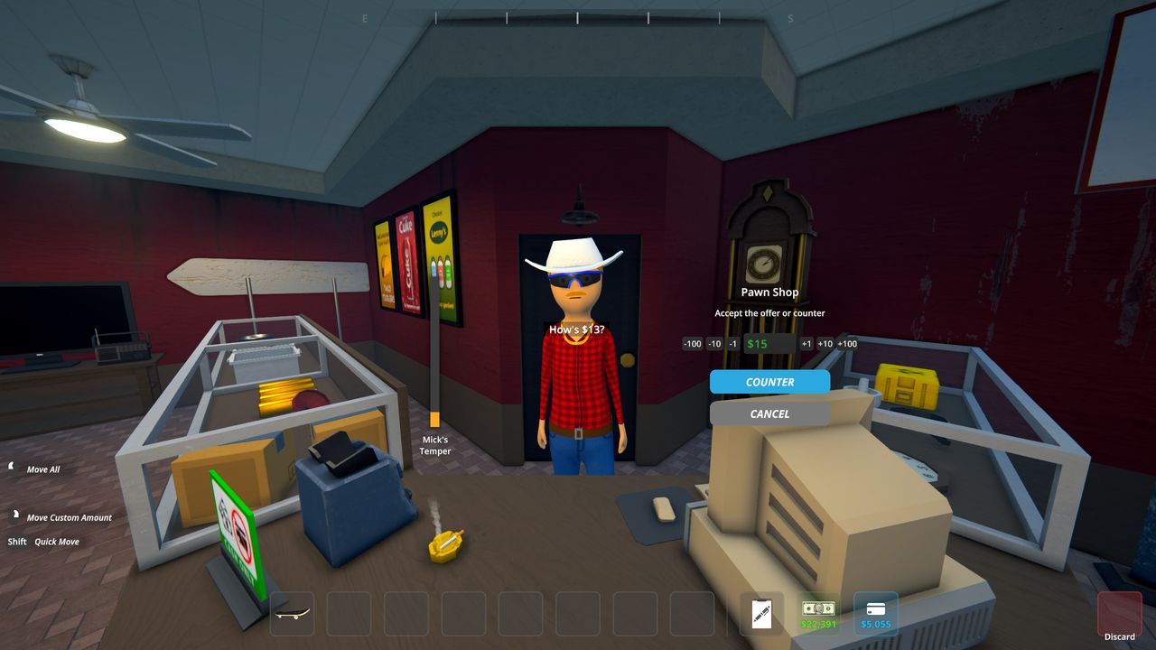 Schedule 1 pawn shop - Haggling with Mick to get a better price.