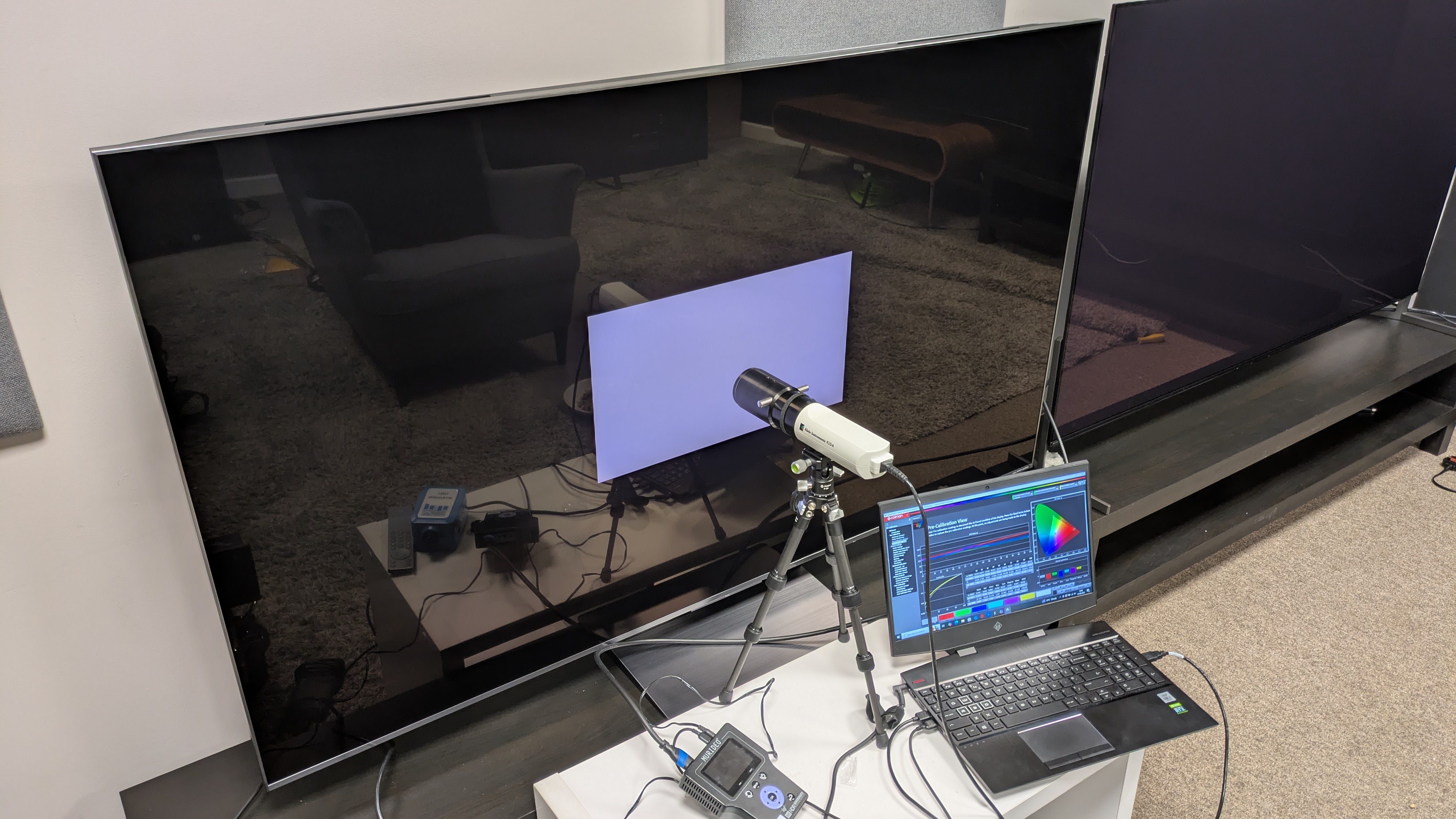 TCL C8K with testing equipment attached