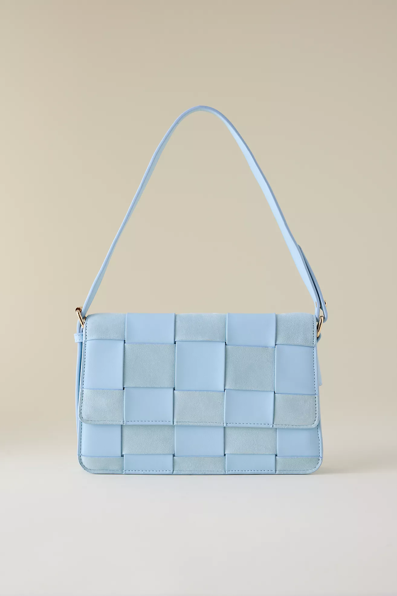 Two Texture Woven Shoulder Bag