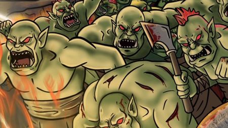 Sir, We Have an Orc Problem art showing stampeding green orcs