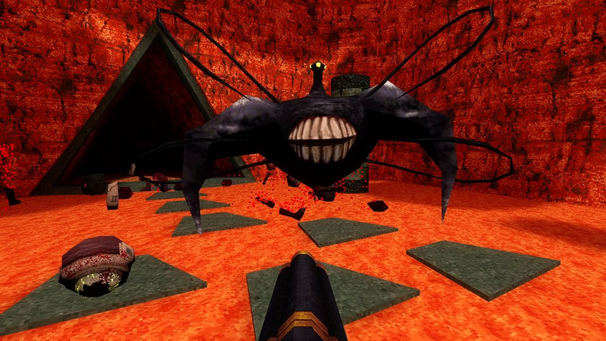 alien monster amid ruins and red sand