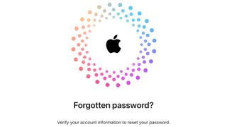 Abstract graphic pattern surrounding Apple logo and the words "Forgot password?"