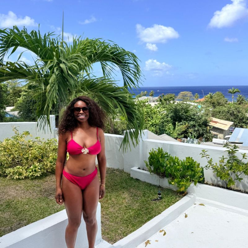 Paula Moore wearing a New Look bikini