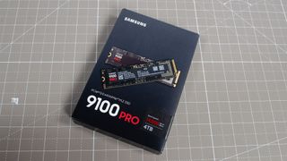 Samsung 9100 Pro sits on top of retail packaging