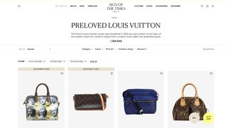 A screenshot of the Sign of the Times pre-loved Louis Vuitton section