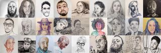 Selection of sketches of faces