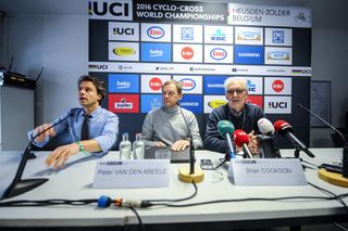 UCI president Brian Cookson at a press conference at the cyclo-cross world championships 2016