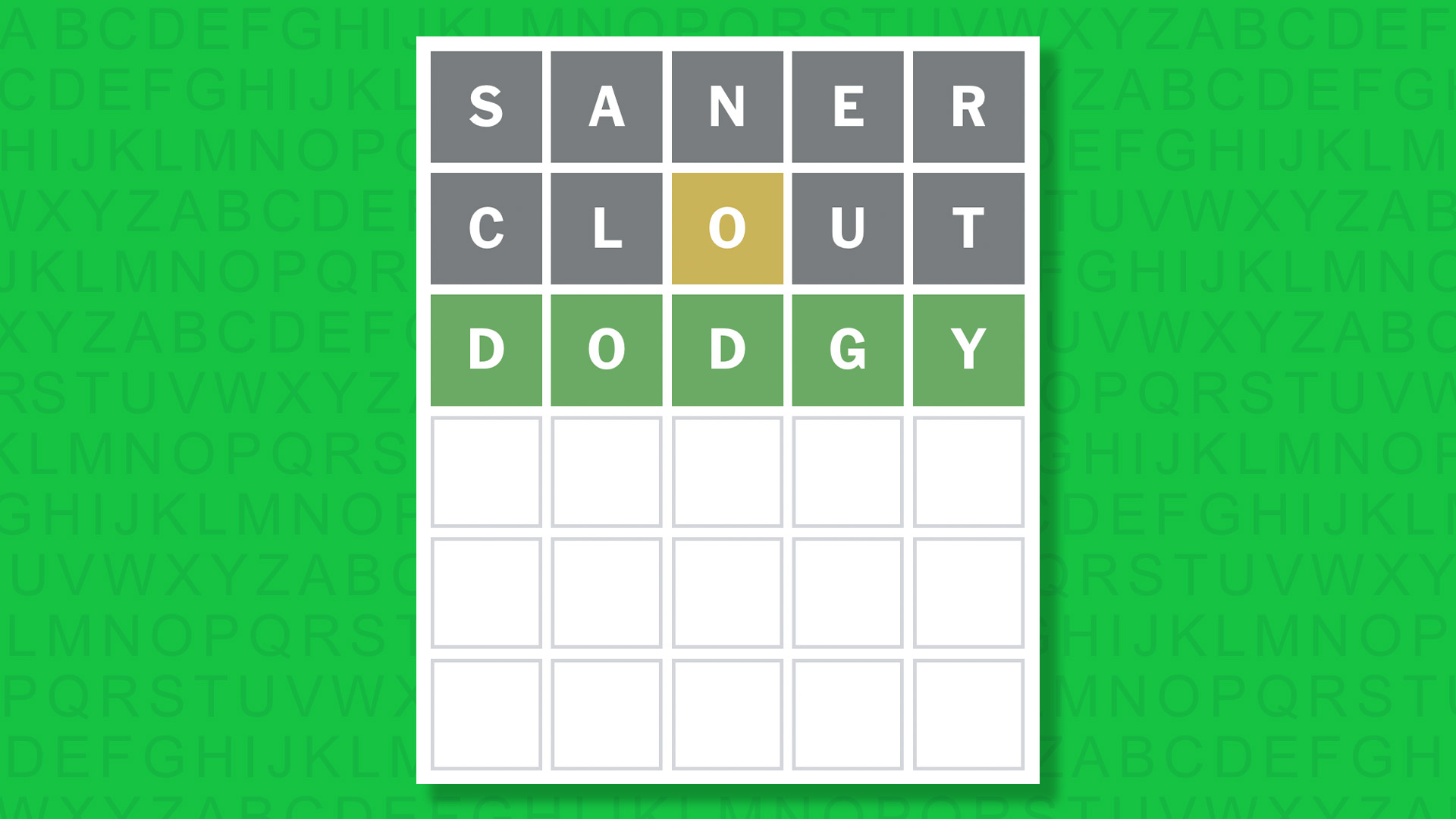 NYT Wordle answer for game 1640 on a green background