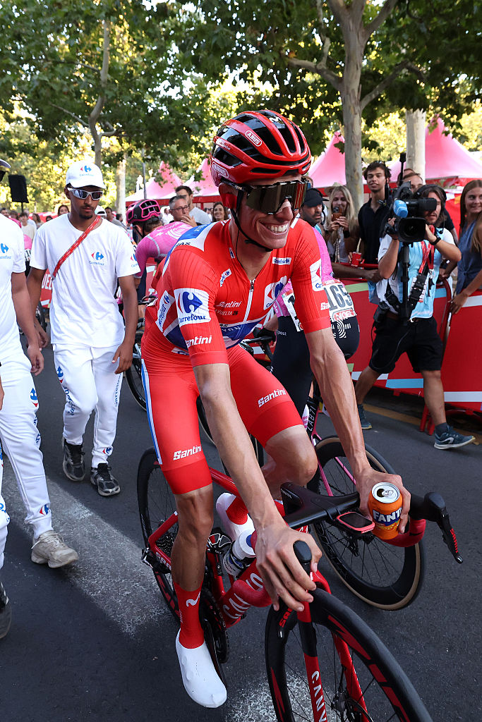 GRANADA, SPAIN - SEPTEMBER 13: The final overall winner, Enric Mas of Spain and Movistar Team - Red Leader Jersey reacts after the La Vuelta - 81st Tour of Spain 2026, Stage 21 a 112km stage from Granada to Granada / #UCIWT / on September 13, 2026 in Granada, Spain. (Photo by Alexander Hassenstein/Getty Images)