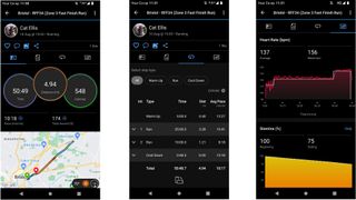 Screengrabs of data from Garmin Fenix 7 Pro watch in Garmin Connect app