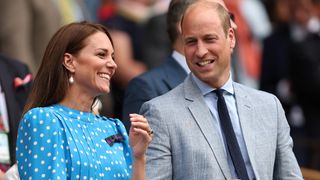 Catherine, Duchess of Cambridge and Prince William, Duke of Cambridge watch from the Royal Box
