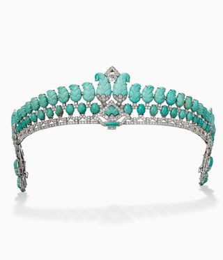 Green and diamond Cartier tiara from Cartier exhibition in Paris
