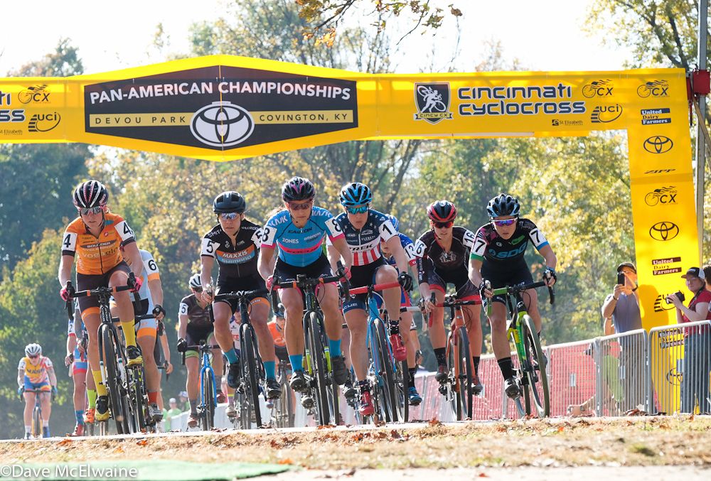 Amanda Miller (Boulder Cycle Sport) and Courtenay McFadden lead out the Elite Women