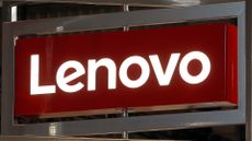 Lenovo logo pictured on an exhibitor stall sign at the Viva Technologie show at Parc des Expositions Porte de Versailles
