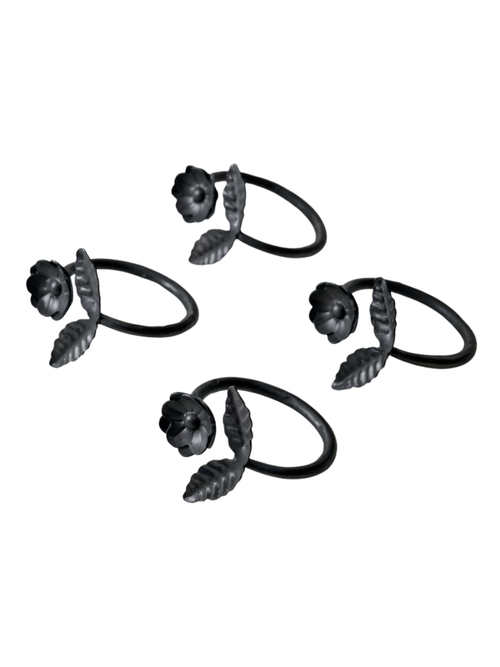 Forged Iron Floral Napkin Rings, Set of 4