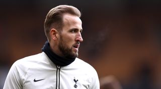Tottenham Hotspur striker Harry Kane warms up ahead of the Premier League match between Wolverhampton Wanderers and Tottenham Hotspur at Molineux on 4 March, 2023 in Wolverhampton, United Kingdom.