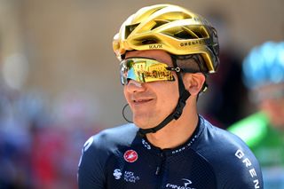 BURGOS SPAIN AUGUST 15 Richard Carapaz of Ecuador and Team INEOS Grenadiers winner of Olympic road race prepares for the race prior to the 76th Tour of Spain 2021 Stage 2 a 1667km stage from Caleruega Monasterio de Santo Domingo de Guzmn to Burgos Gamonal lavuelta LaVuelta21 CapitalMundialdelCiclismo on August 15 2021 in Burgos Spain Photo by Stuart FranklinGetty Images