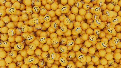 3d rendering of laughing tears emoji faces.
