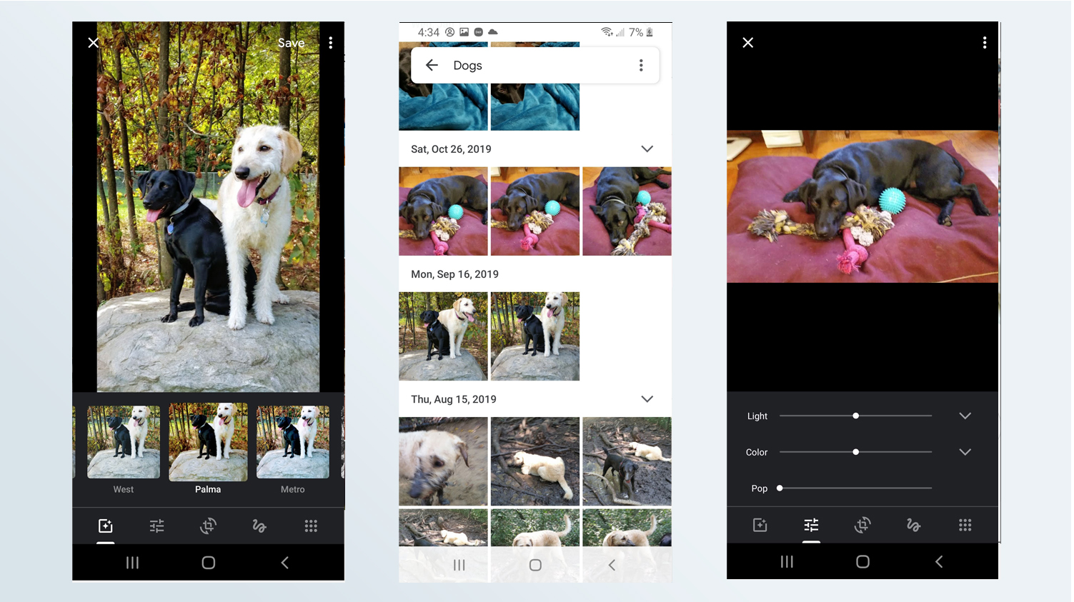 Screenshots of Google Photos