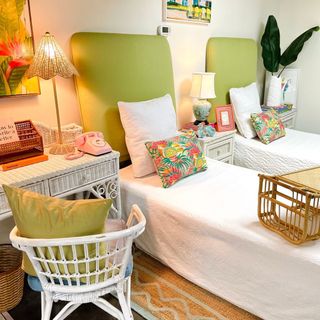 Two twin beds in colorful room