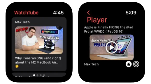 WatchTube en Apple Watch