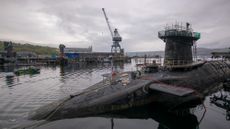 HMS Vigilant, one of the submarines which carries the UK's Trident nuclear deterrent, docked in Faslane, Scotland