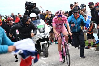 Tadej Pogačar on stage 20 of the Giro d'Italia