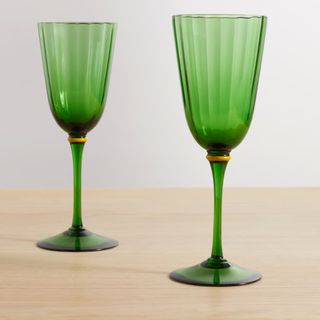 green murano glass wine glasses