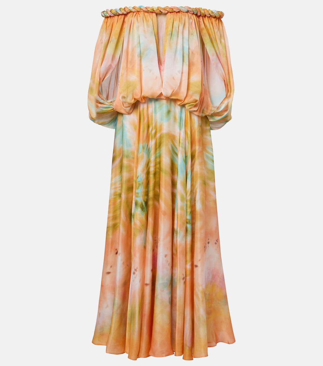 Luna Off-Shoulder Printed Silk Chiffon Gown in Multicoloured - Zimmermann