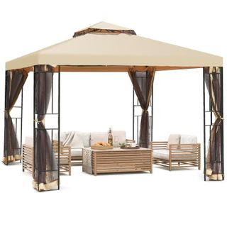 Patio Gazebo With Mesh Netting 