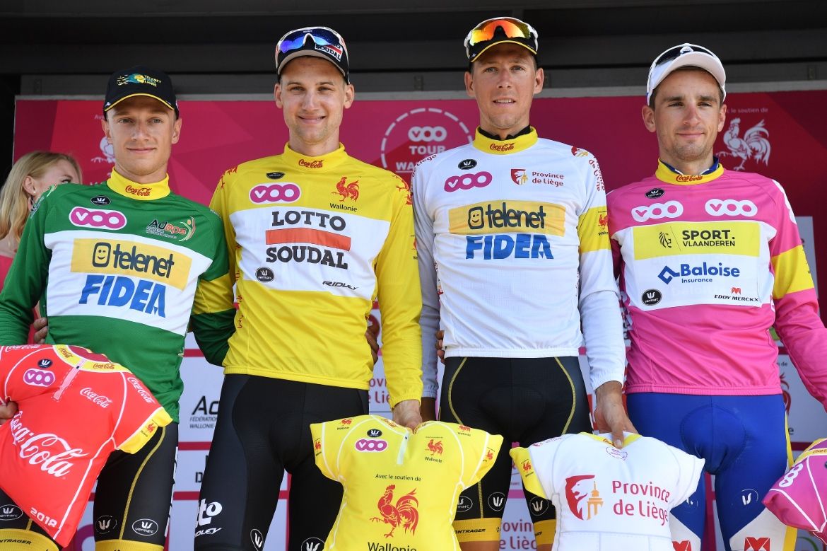 Quinten Hermans, Tim Wellens, Nicolas Cleppe and Edward Planckaert in the final jerseys