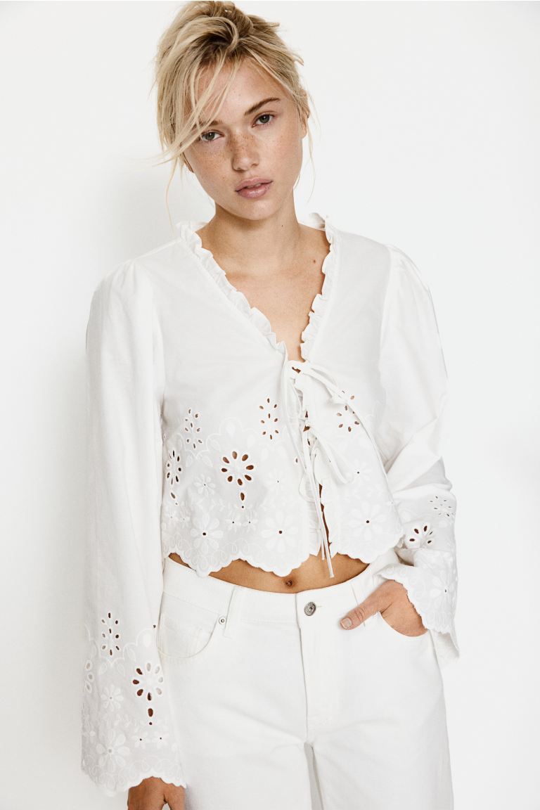 Broderie Anglaise Cotton Blouse