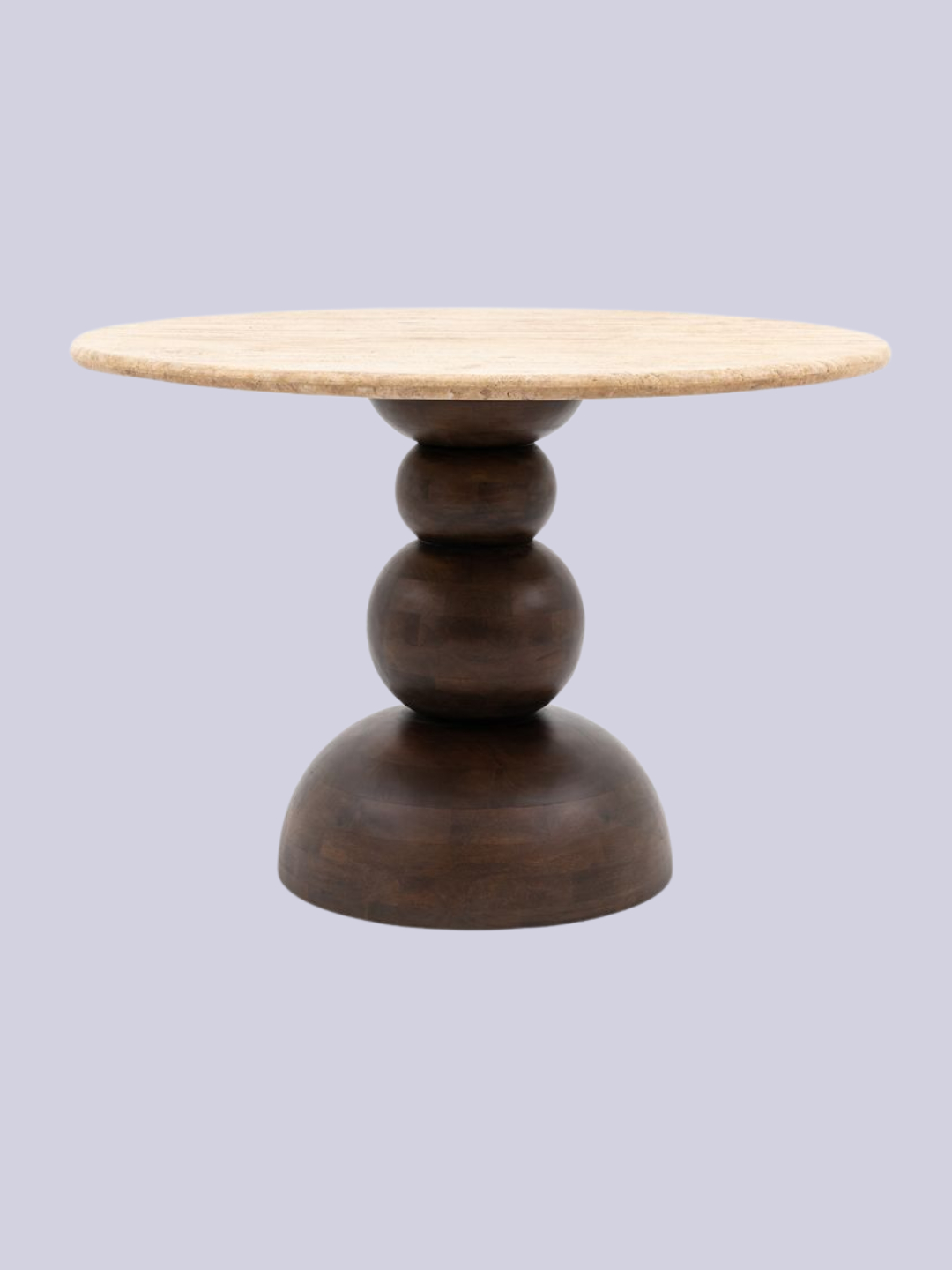 Perch &amp;amp; Parrow, Orb Round Dining Table in Travertine &amp;amp; Mango Wood - 2-4 Seater