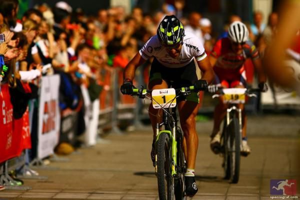 Marathon World Champion Alban Lakata sprints for the line