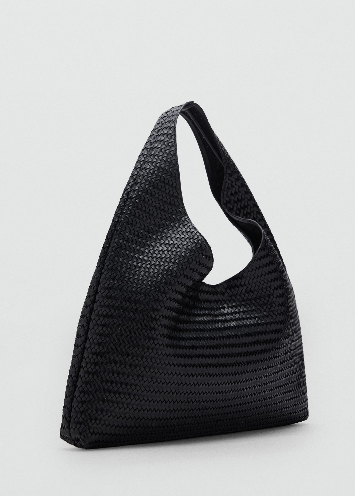 MANGO, Large Braided Leather Shoulder Bag