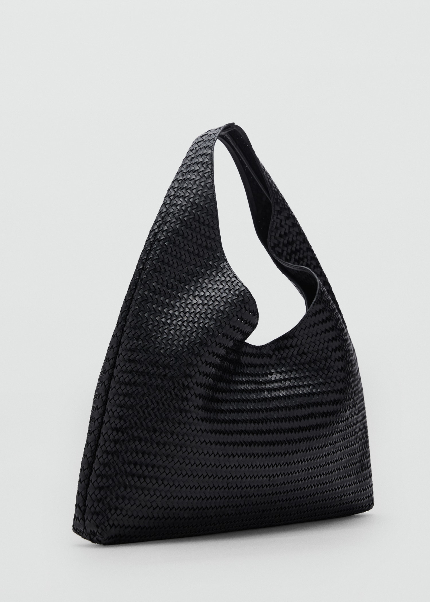 MANGO, Large Braided Leather Shoulder Bag