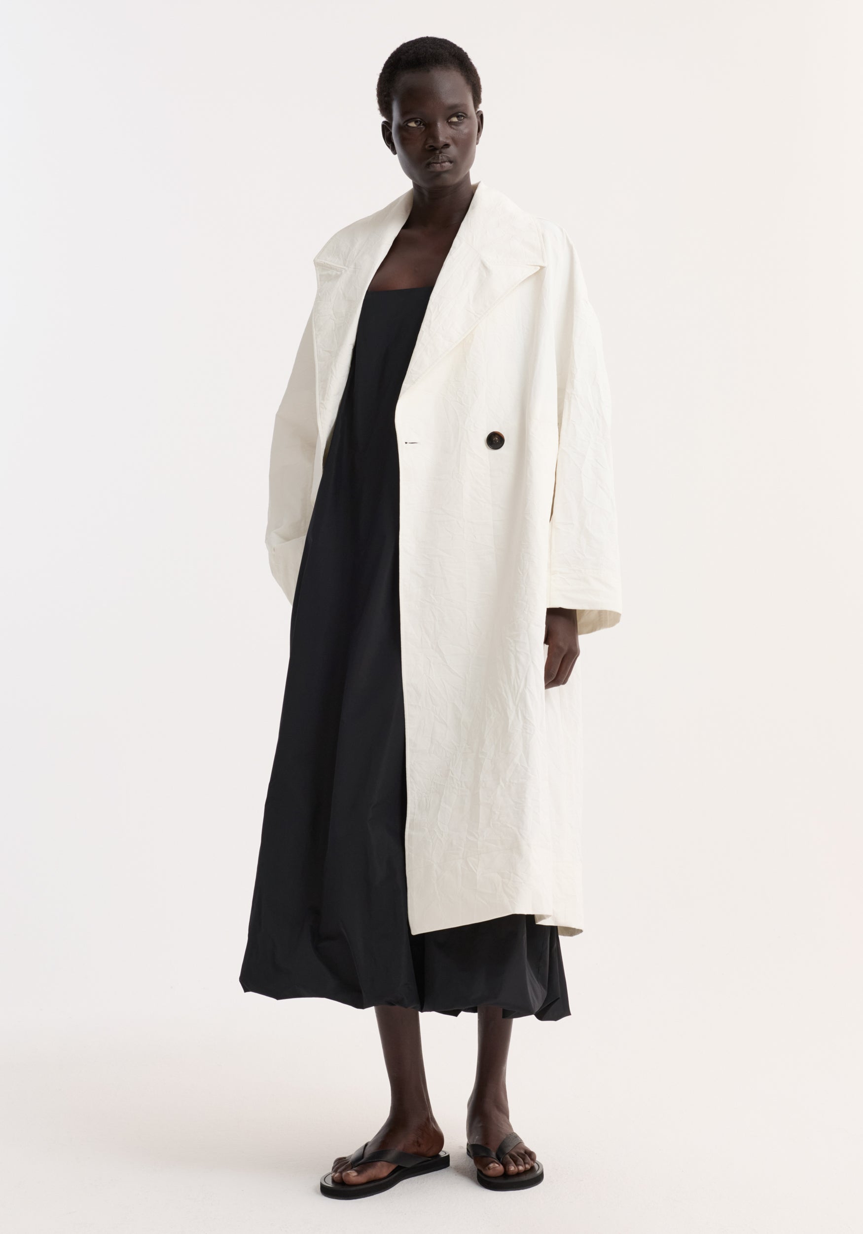 Oversized Crushed Cotton Coat off white
