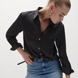 black satin shirt