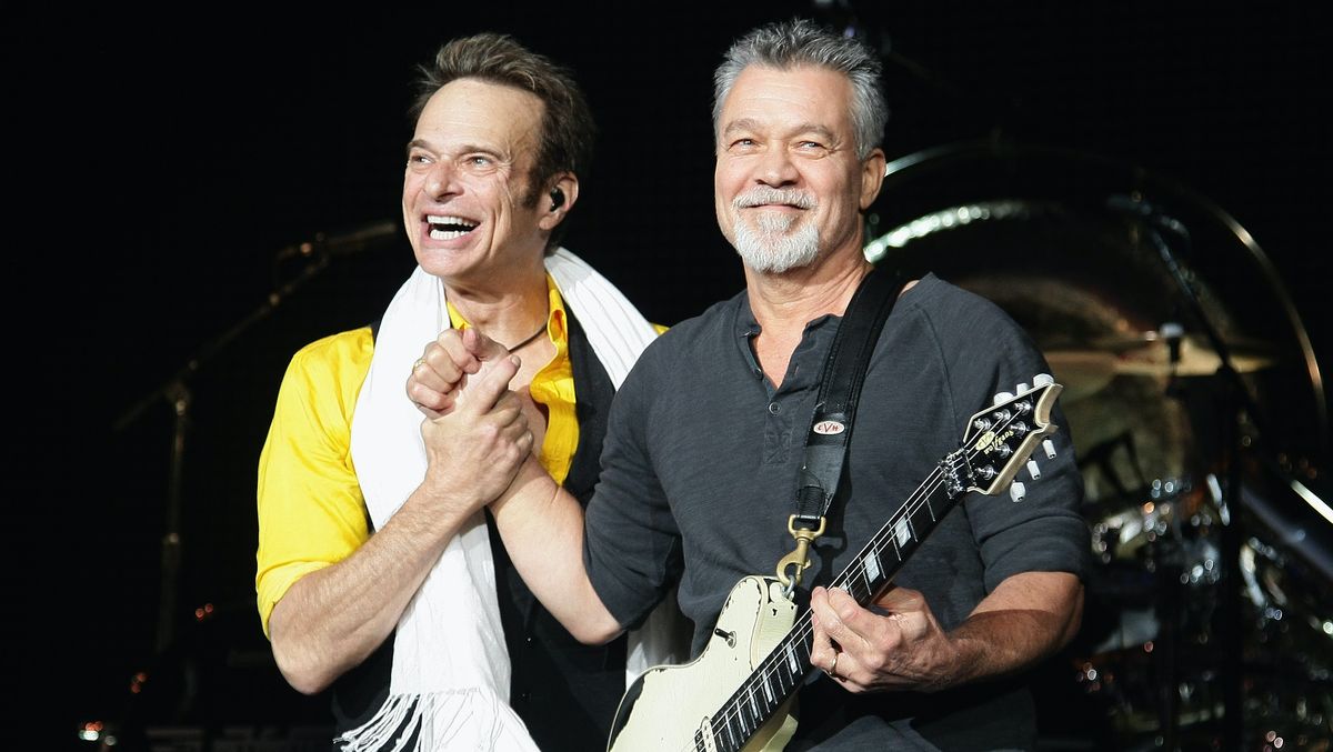 David Lee Roth and Eddie Van Halen perform at Shoreline Amphitheatre in Mountain View, California, on July 16, 2015